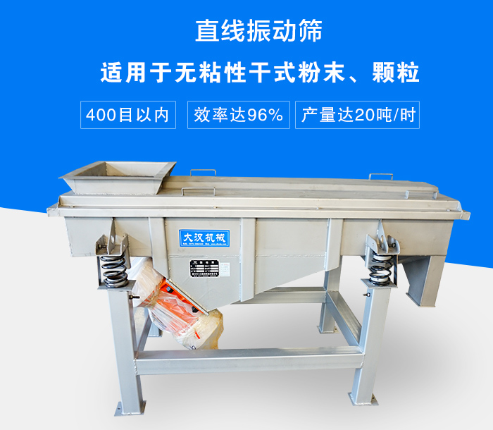 直線振動篩適用于無粘性干式粉末、顆粒，產量達20噸/時